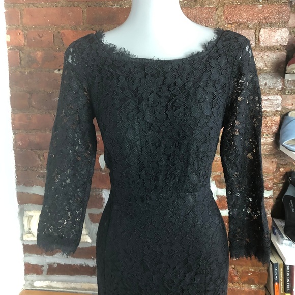 Diane Von Furstenberg Zarita Lace Black Gown 2 - Picture 4 of 8